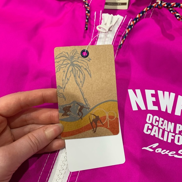 New OP Ocean Pacific Men’s Windbreaker Jacket Pink Magenta Japanese Size L - Picture 5 of 12